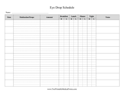 Printable Eye Drop Schedule