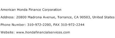 Maybe you would like to learn more about one of these? American Honda Finance Corporation Address Contact Number Of American Honda Finance Corporation
