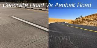 concrete road vs asphalt road which