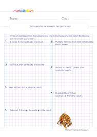 Algebraic Expressions Worksheets For