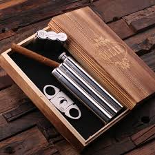 personalized cigar holder set with
