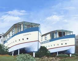 boat houses painting by doug crozier