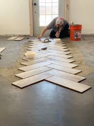 diy herringbone tile flooring