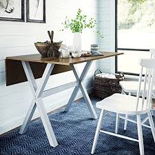 Dining table with 20 in. Amazon Com Nathan James Kalos Solid Wood Drop Leaf Folding Kitchen Farmhouse Dining Room Or Space Saving Console Table And Desk Rustic Brown White Tables
