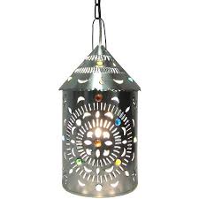 Mexican Tin Lighting Collection Merida Lantern W Marbles Natural Finish Lamc11n