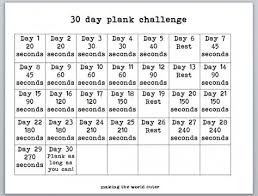 30 Day Plank Challenge Chart Making The World Cuter
