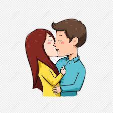 hand drawn cartoon couple kissing