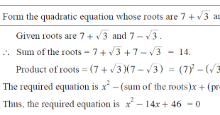 Form The Quadratic Equation Whose Roots