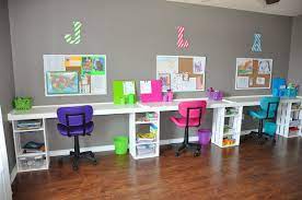 You might even get study room ideas for your kids! Love These Built In Desks For Each Kid Kids Homework Station Homework Room Kids Bedroom