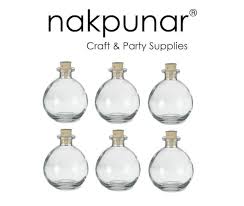 6 Pcs Glass Spherical Bottles With Cork