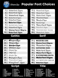 Font Chart Waterford Signs