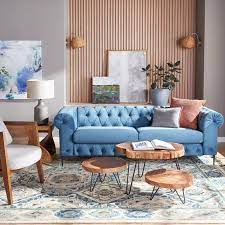Living Room Decor Blue Sofa