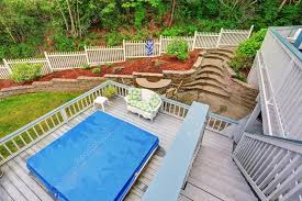 Two Level Backyard Deck With Jacuzzi On