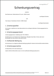 Unentgeltliche nutzungsüberlassung grundstück muster : Schenkungsvertrag Schweiz Kostenlos Online Erstellen