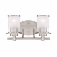 Hampton Bay 2 Light Brushed Nickel Bath Bar Light With Clear And Sand Glass Hb2578 35 The Home Depot Sand Glass Vanity Lighting Hampton Bay