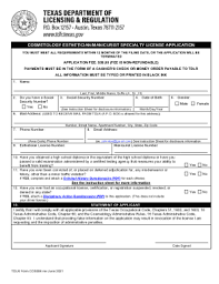 esthetician license fill out and sign