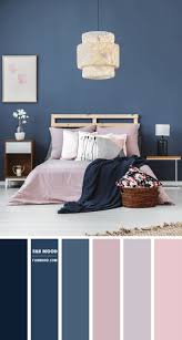 blush mauve and blue grey bedroom