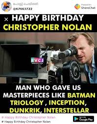 As of 2019, he celebrated his 49th birthday. Happy Birthday Christopher Nolan Images à´†à´¦ Sharechat India S Own Indian Social Network