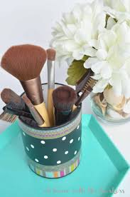 makeup brush holder at home with the