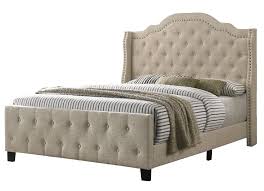 cecilia beige linen fabric queen bed