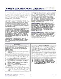 home care aide skills checklist prometric