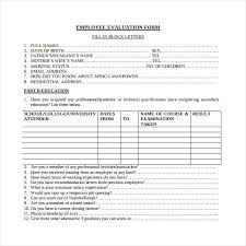 Hotel Employee Performance Evaluation Form Free Appraisal Template