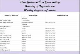 Wedding Reception Agenda Template Ceremony Timeline Format