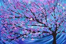 Blue Abstract Tree Painting