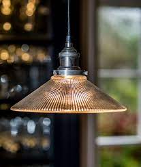 Vintage Pendant With Ribbed Glass Shade