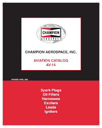 Champion Aerospace Inc Aviation Catalog Av 14 Spark Plugs