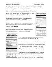 nutrition label worksheet docx