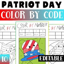 patriot day editable color by code