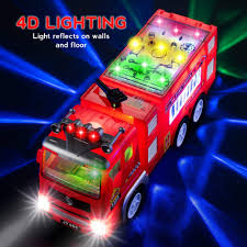 Check spelling or type a new query. Electric Fire Truck Kids Toy With Bright Flashing 4d Lights Amp Real Siren Sounds Bump And Go Firetruck For Boys Automatic Steering On Contact Fire Engine Toy Trucks
