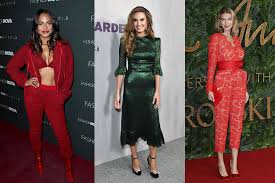 celebrities wearing red or green