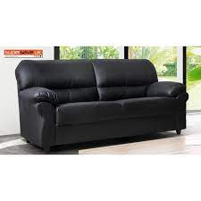 3 seater sofa black faux pu leather