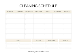 free printable cleaning schedule