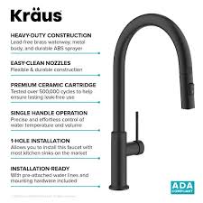 kraus allyn modern industrial pull down single handle kitchen faucet in matte black kpf 2654mb