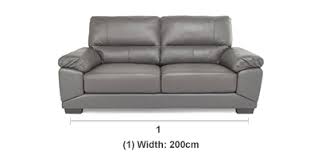 daytona grey leather 3 seater sofa