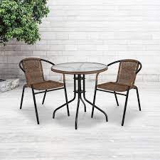 Glass Round Outdoor Bistro Set