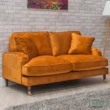 Rupert 2 Seater Velvet Sofa Orange