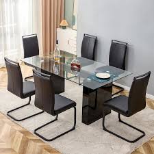 Rectangular Tempered Glass Dining Table
