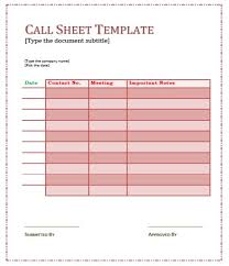 call sheet template 30 templates free