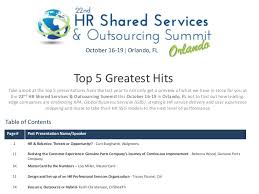 The Hr Shared Services Outsourcing Summits Greatest Hits