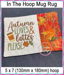 fall mug rug in the hoop embroidery