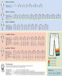 Workwear Size Guide
