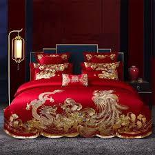 Red Chinese Wedding Style Bedding Set