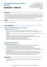 Clinical Medical Assistant Resume Samples Qwikresume