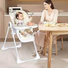 Folding High Chair With Multiple Recline And Height Positions Gray