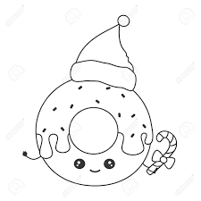 Labyrinth svg donut black donut png transparent cartoon jing fm. Cute Cartoon Black And White Character Christmas Donut With Santa Royalty Free Cliparts Vectors And Stock Illustration Image 138331069