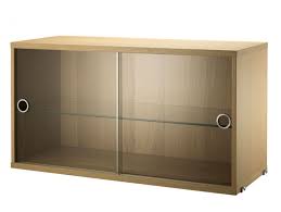 string cabinet with glass sliding door
